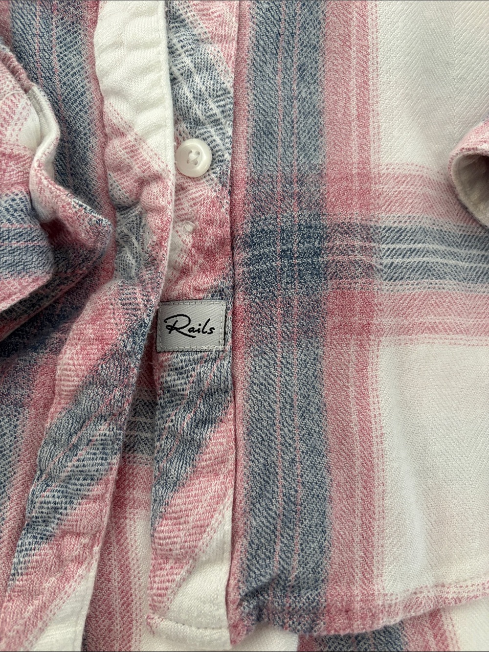Rails Hunter plaid button-down shirt white/ pink Peony colorway Size Small - Picture 9 of 13